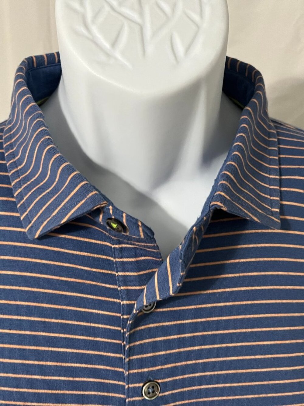 🐟 Tasc Performance Men’s XL Salmon Blue Striped Short Sleeve Polo Shirt ⛳